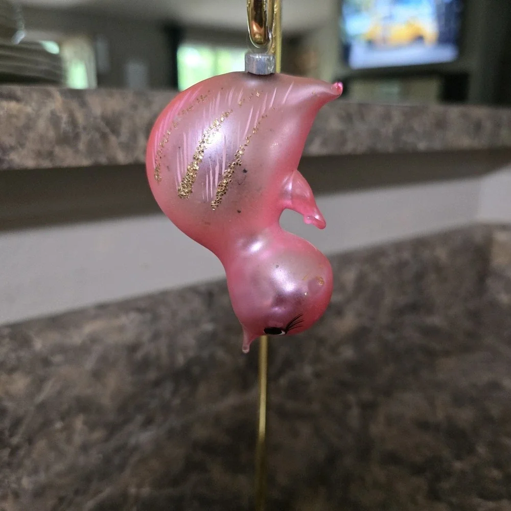 Vintage West Germany Glass Bird Ornament Pink Glitter Clip Style‎ Christmas 3